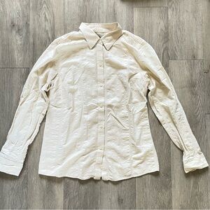L.L.Bean cream button up shirt Size M